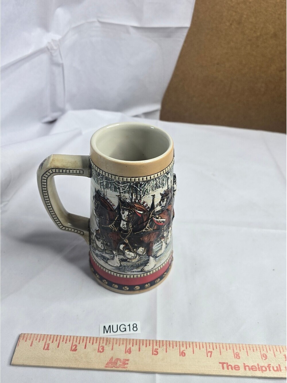 Vintage 1988 Budweiser Holiday Beer Stein - Clydesdales (Pristine)